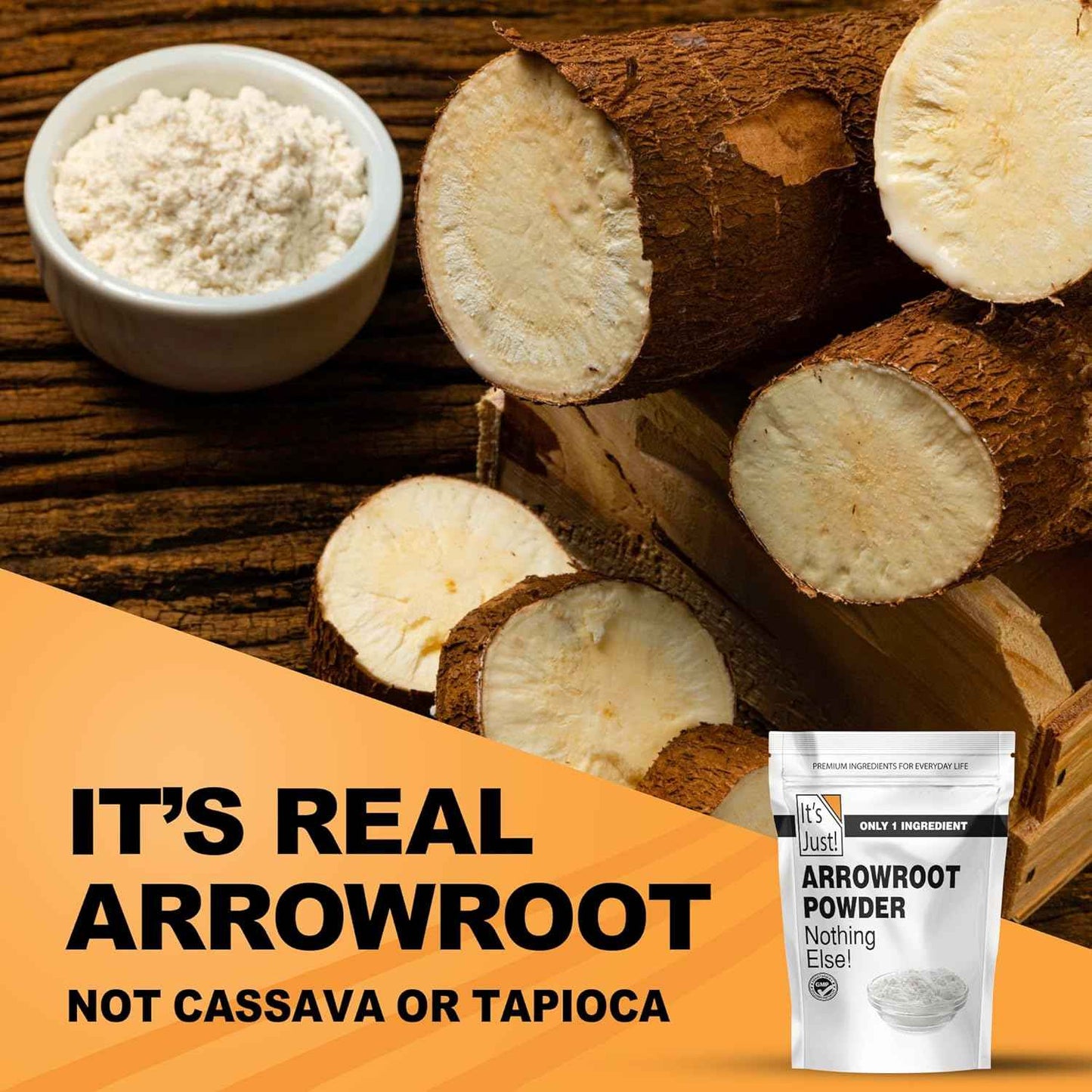 It's Just - Arrowroot Powder for At-Home Spa Rituals, Scent-Free Body Powder and Bath Soak Companion