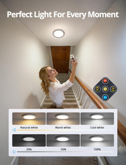 Combuh Battery Powered Overhead Lamp – Clean-Line Surface Mount Light in Neutral Finish for Capsule Wardrobes and Calm Spaces