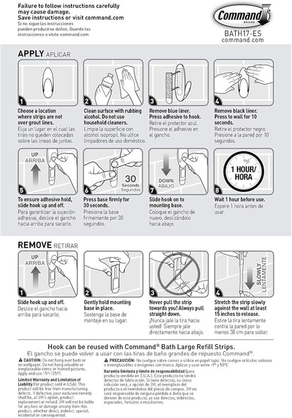 Command Bath Large Towel Hook Value Pack – Minimalist Bathroom Hooks for Intentional Small Space Living