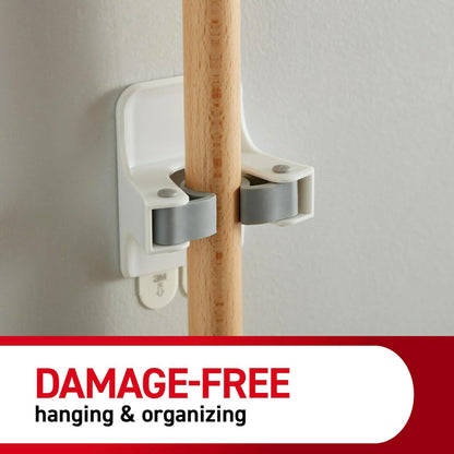 Command Broom and Mop Gripper 3-Pack – No-Drill Wall Mount for Minimalist Utility Spaces