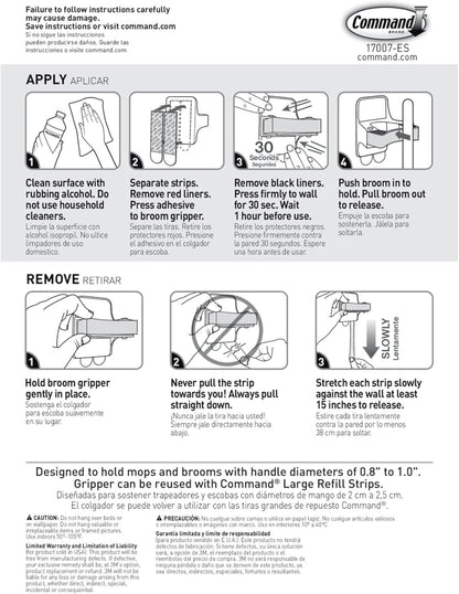 Command Broom and Mop Gripper 3-Pack – No-Drill Wall Mount for Minimalist Utility Spaces