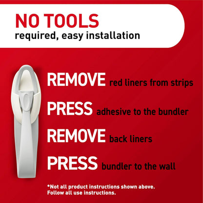 Command Cord Bundlers – Simple Cord Control for a Clutter-Free Living Room, No Tools Reusable Adhesive Strips