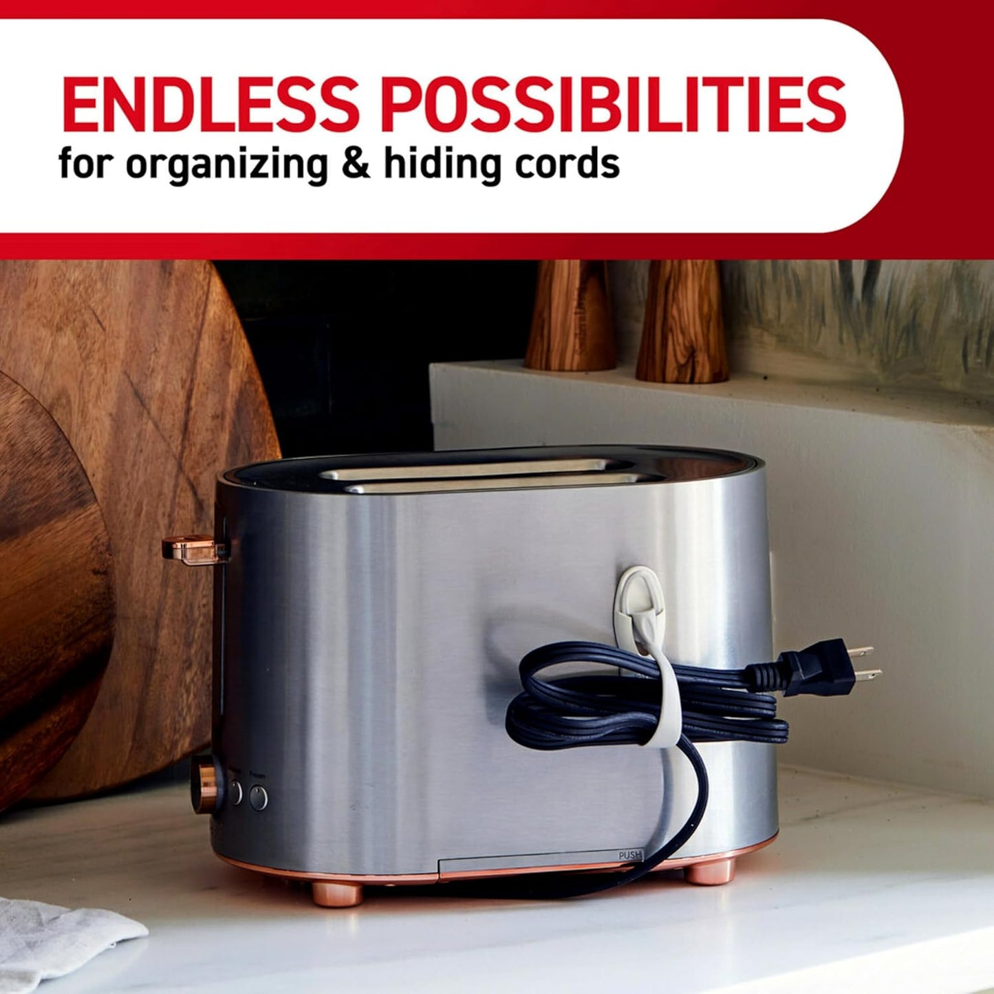 Command Cord Bundlers – Simple Cord Control for a Clutter-Free Living Room, No Tools Reusable Adhesive Strips