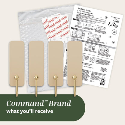 Command Medium Wire Hook Simple Adhesive Hooks for Capsule Wardrobe Closets, Neutral Rosemary Finish