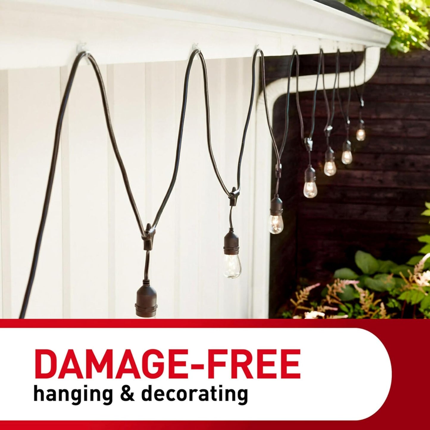 Command Outdoor Light Clips for Backyard Pergola and Patio, UV-Resistant Holiday Light Hangers, Clear