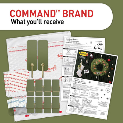 Command Sage Hook Set, Neutral Tone Damage Free Hooks for Clean Simple Christmas Decor and Uncluttered Spaces