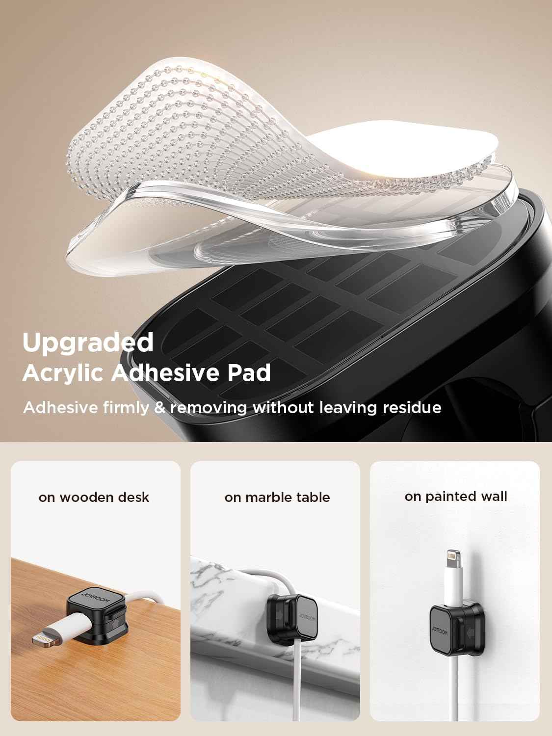 JOYROOM Transparent Magnetic Cable Clips for Wall-Mounted TV, Rout HDMI and Power Cords Along Entertainment Center