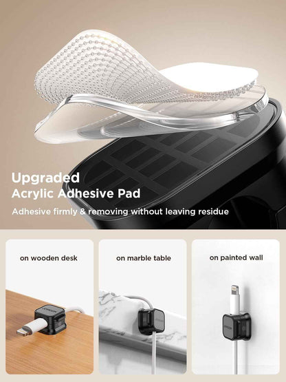 JOYROOM Transparent Magnetic Cable Clips for Wall-Mounted TV, Rout HDMI and Power Cords Along Entertainment Center