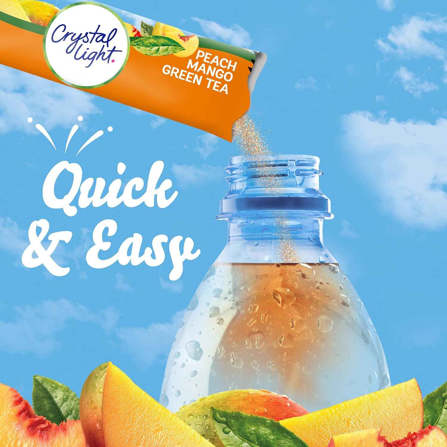 Crystal Light Peach Mango Green Tea Powdered Drink Mix – Portable Hydration for Camping Trips and Hiking Lunch Breaks