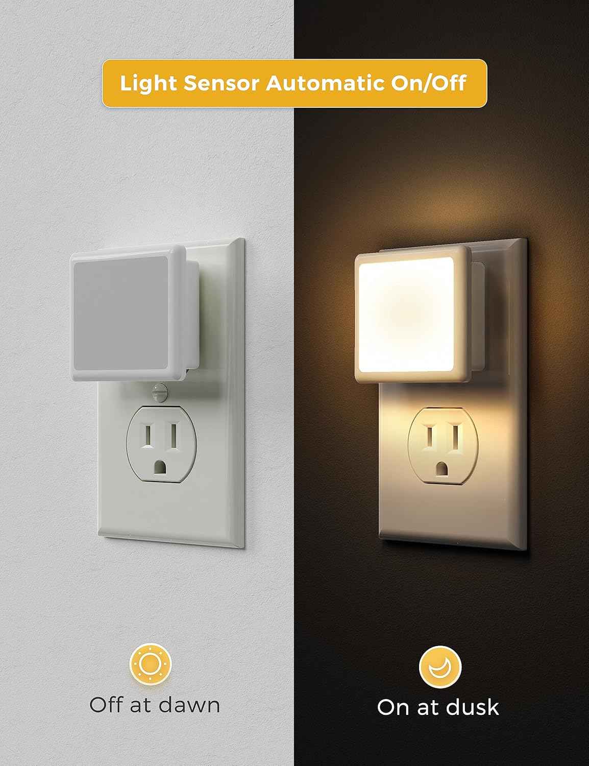 L LOHAS LED Night Light Plug – Dusk-to-Dawn Hallway Safety Light for Elderly, Auto On/Off Sensor