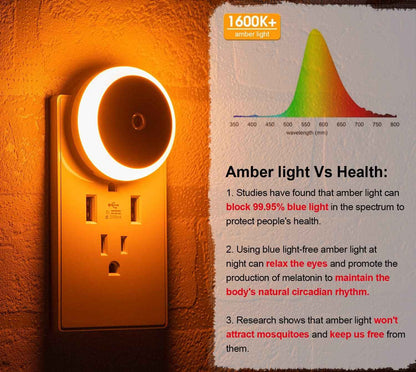 Lumina Kids Night Light – Cool-Touch Amber Plug-In for Nursery and Toddler Room, Dusk to Dawn