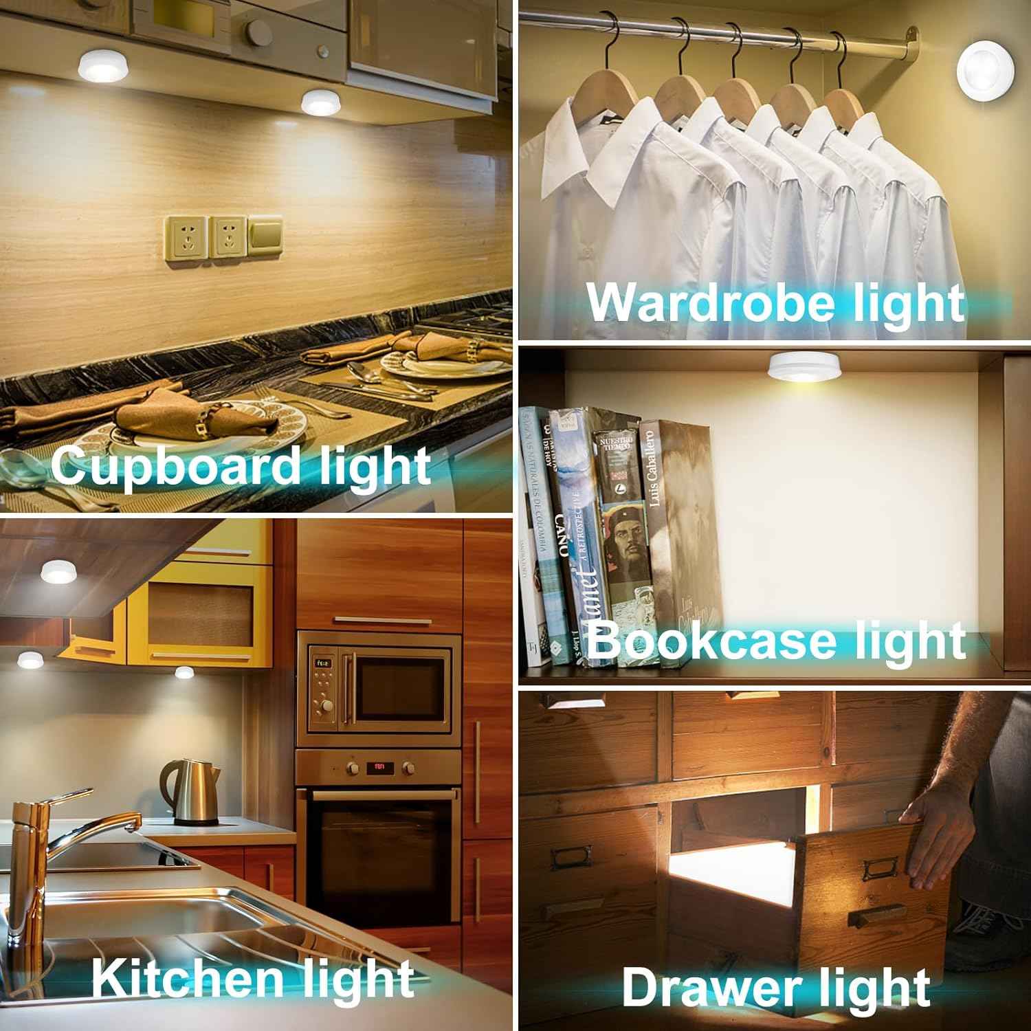 BIGMONAT LED Puck Light – Thoughtful Housewarming Gift for New Homeowners, 3-Pack Warm Touch Activated Set