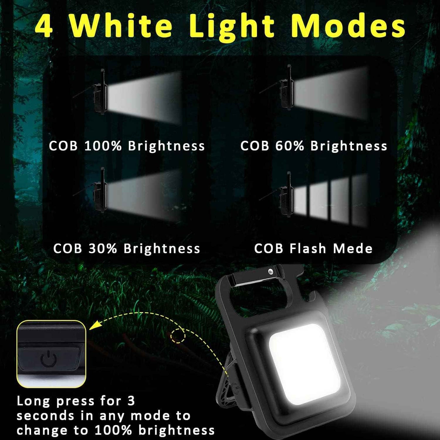 MAKDAK COB Keychain Flashlight – Compact EDC Light for Camping, Hiking, and Night Walks