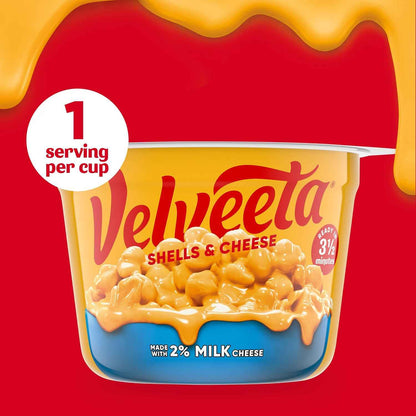 Velveeta Shells & Cheese Microwaveable Cups – Road Trip Pantry Meal with Only Water and a Microwave, 2.19 oz 4-Pack