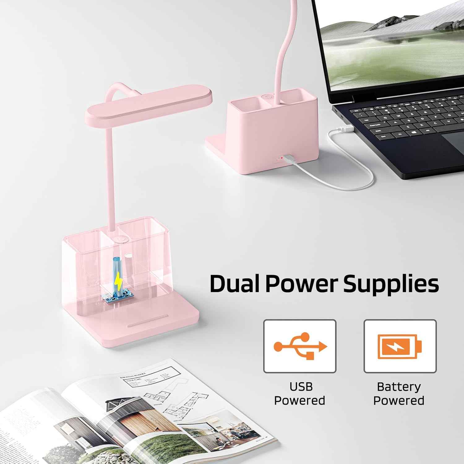 AXX Cute Desk Lamp Pink – Aesthetic Bedroom Decor for Teen Girls, Kawaii LED Light for Cozy Corner Styling