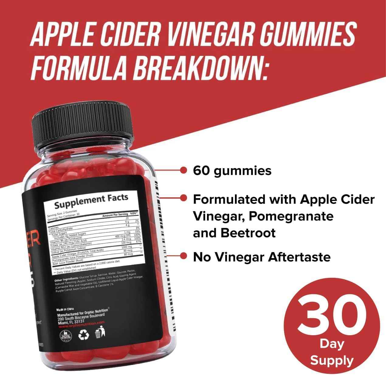 ORPHIC NUTRITION Apple Cider Vinegar Gummies – Daily Wind-Down Ritual for Gut Health and Mindful Detox Support