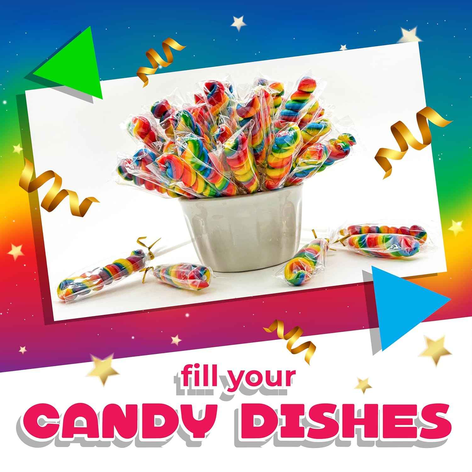 Rainbow Swirl Lollipop Jar – Nostalgic Tutti-Frutti Candy Gift for Kids, Grandchildren, and Family Gatherings