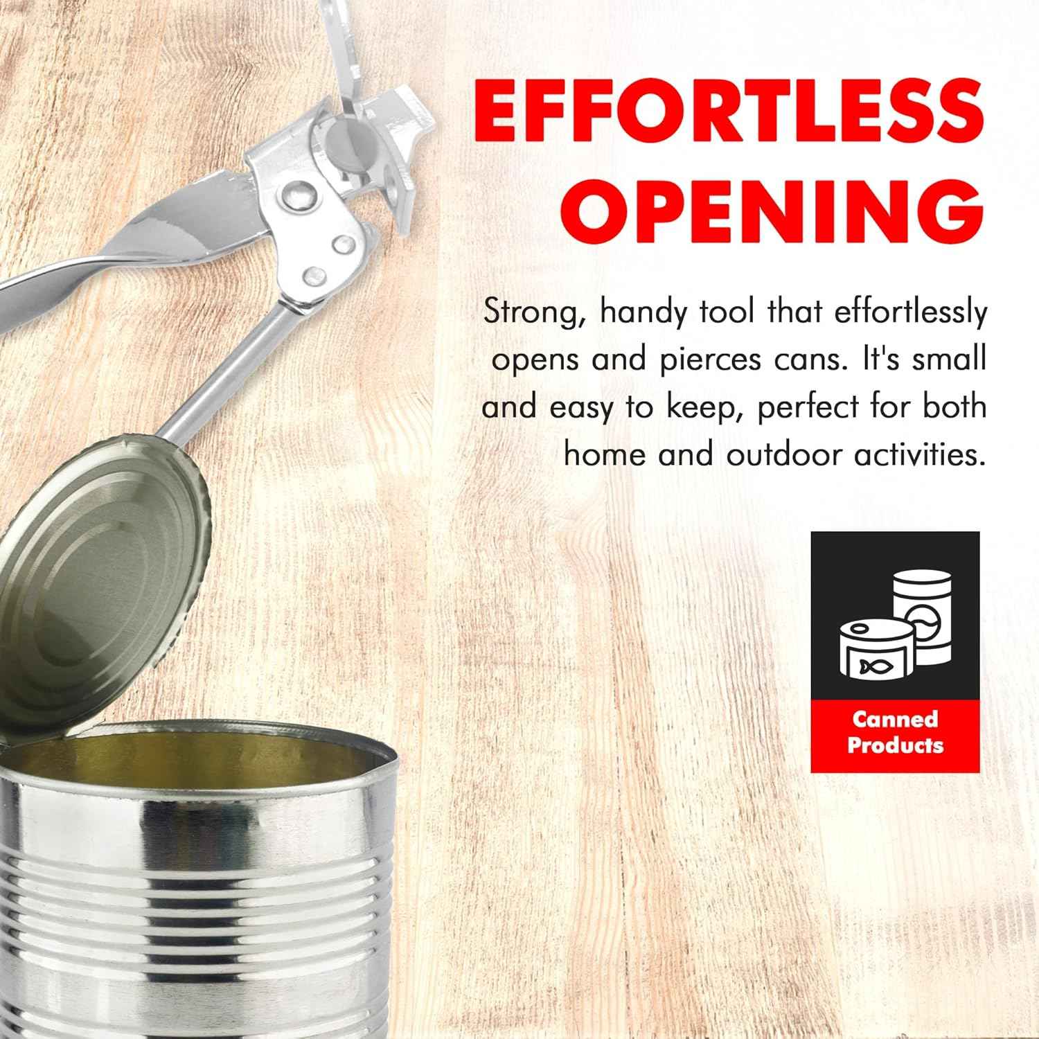 Chef Craft Select Can Opener with Tapper – Portable Manual Opener for Camping, Picnic Table, and RV Kitchens