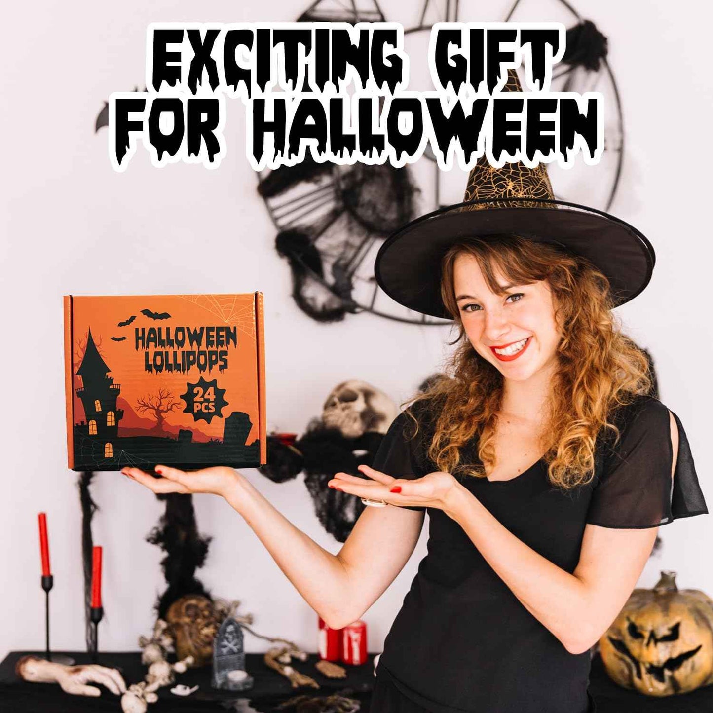 Yumzo Halloween Lollipops Bulk 24 Count – Safe Sealed Candy Treats for Kids Party Favors and Trick or Treat Night