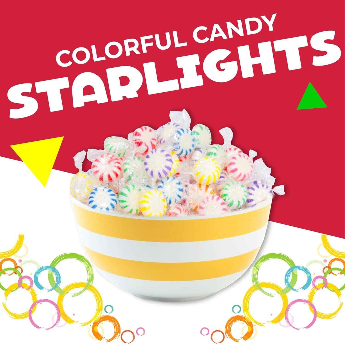 Starlight Mints Hard Candy Bulk 1 Pound – Vibrant Striped Wrappers for Holiday Centerpiece Bowls, Movie Night Snack Stations, and Mantel Styling