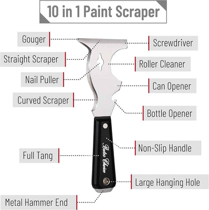 Bates 10 in 1 Paint Scraper – One Tool Replaces a Drawer Full of Scrapers