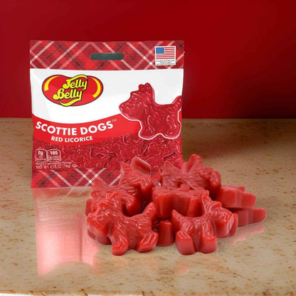 JellyBelly Scottie Dog Red Licorice Bags – Whimsical Valentine's Day Gift for Her, Shareable 3-Pack