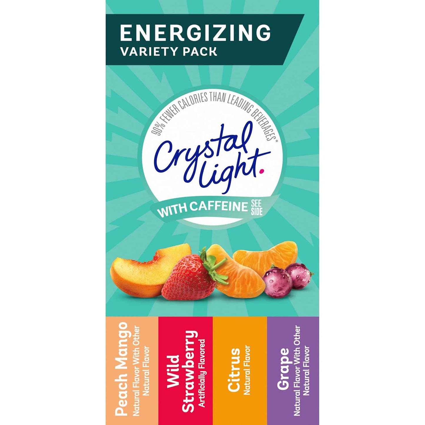 Crystal Light Energizing Powdered Drink Mix – Travel Hydration with 60mg Caffeine for Long Flights and Layovers, 44 Packets