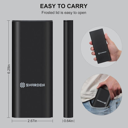 compact magnetic storage case (6.42 x 2.68 x 0.75 in, 6.3 oz) for portability and bit organization