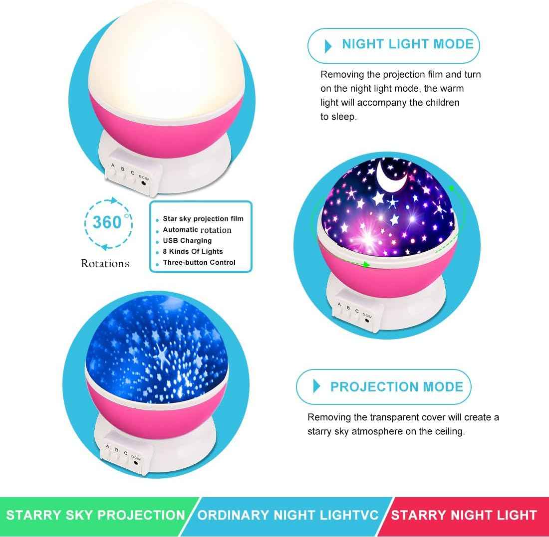 GOLUM Star Projector – Safe LED Night Light for Toddler Bedroom, Cool-to-Touch Star and Moon Ceiling Projection