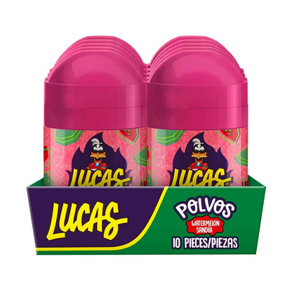 Lucas Powder Watermelon Flavored Candy – Kids' Birthday Party Goody Bag Stuffer, 10 Pack of 0.71oz Bottles
