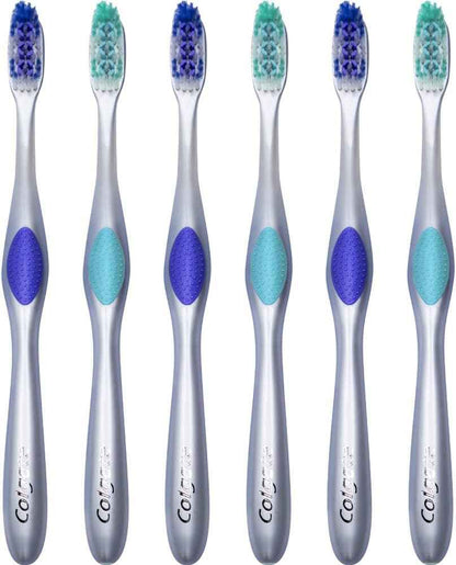 Colgate 360 Enamel Health Sensitive Toothbrush – Safe Gentle Brushing for Older Adults and Post-Dental Patients, Extra Soft, Pack of 6