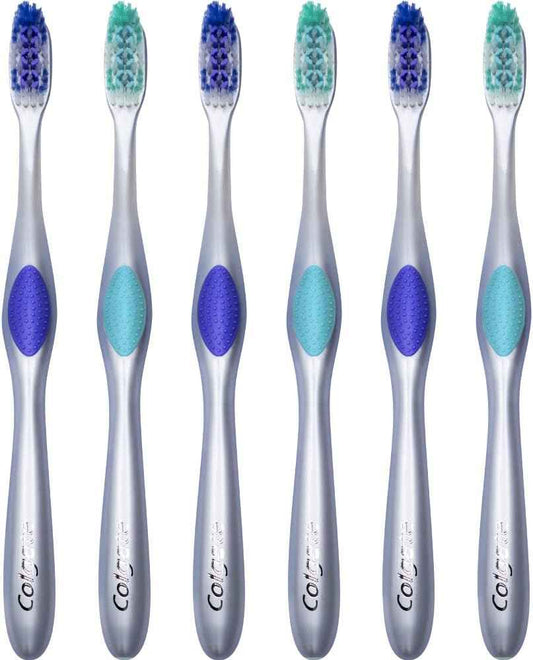 Colgate 360 Enamel Health Sensitive Toothbrush – Safe Gentle Brushing for Older Adults and Post-Dental Patients, Extra Soft, Pack of 6