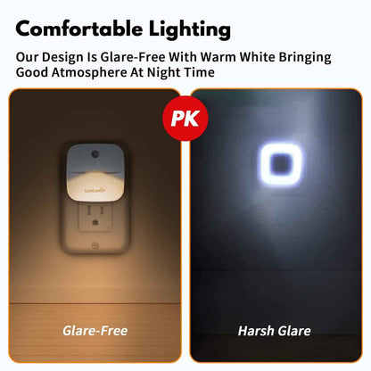 EverBrite LED Night Light – Automatic Dusk-to-Dawn Sensor, Flameless Plug-in Wall Light for Stairs and Bathroom, 6 Pack