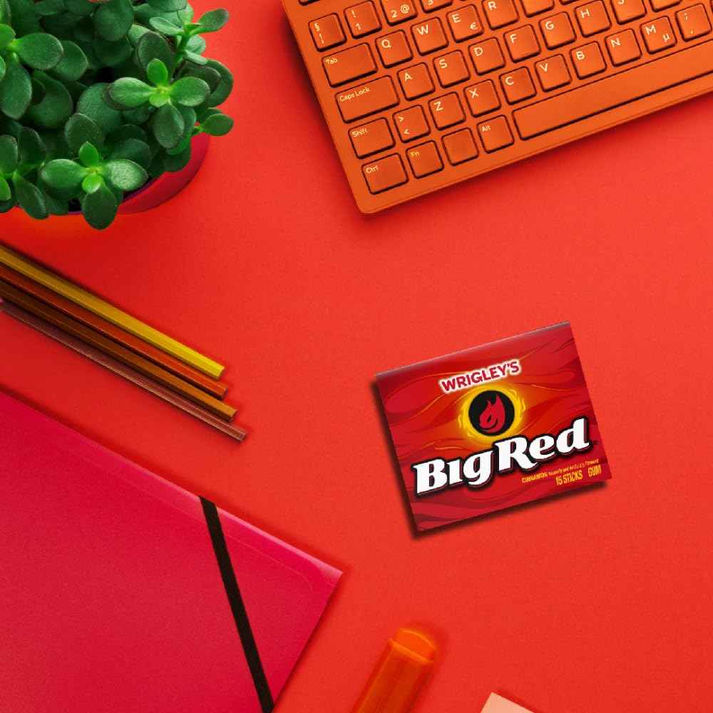 Big Red Wrigley's Cinnamon Gum – Individually Wrapped Shareable Pack for Lunchboxes and Locker Room Treats
