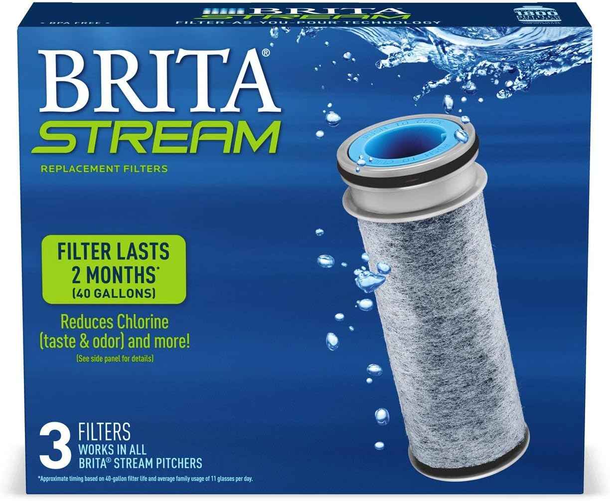 Brita Stream Replacement Filters for Pitchers – Child-Friendly Filtered Water for Family Meal Prep