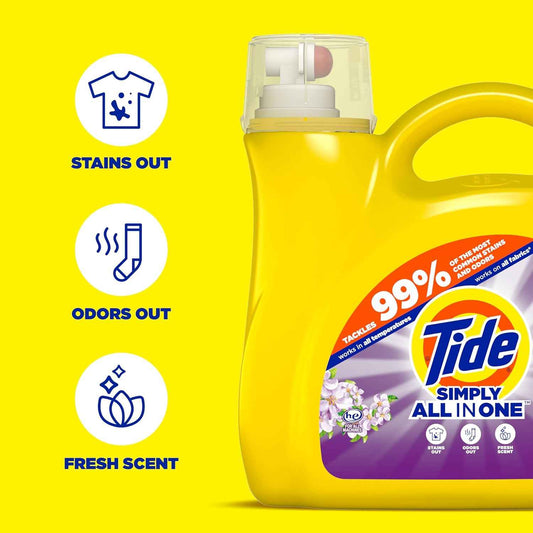 Tide Simply Laundry Detergent Safe for Nursery and Playroom Laundry, Berry Blossom Scent, 168 fl oz