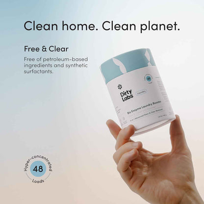 Dirty Labs Scent Free Bio Enzyme Laundry Booster for Intentional Capsule Wardrobe Care and Neutral-Tone Whites, 48 Loads