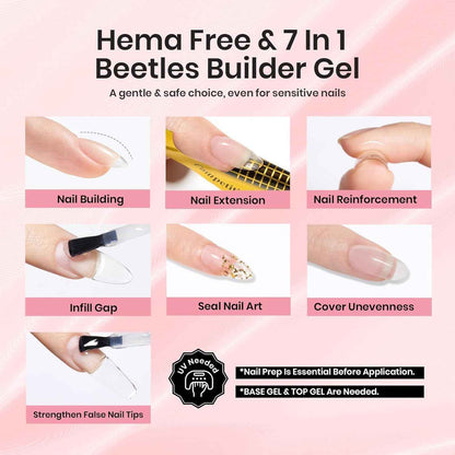 Beetles HEMA-Free Builder Gel – 30-Day Chip-Free Manicure for Busy Hands and Workdays