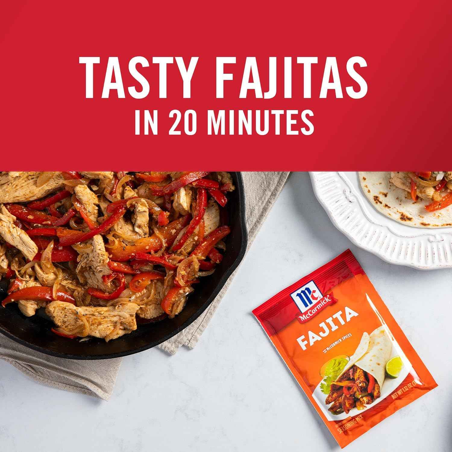 McCormick Fajita Seasoning Mix – Family Kitchen Staple for 20-Minute Weeknight Chicken and Steak Fajitas