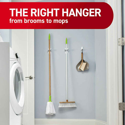 Command Broom and Mop Gripper 3-Pack – No-Drill Wall Mount for Minimalist Utility Spaces
