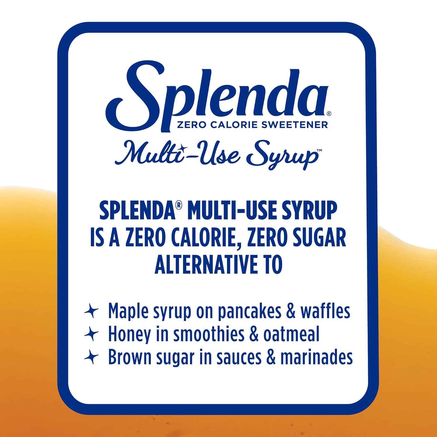Splenda Multi-Use Allulose Syrup, One Bottle Replaces Maple Syrup Honey Agave and Brown Sugar, Clutter-Free Pantry Staple 8oz