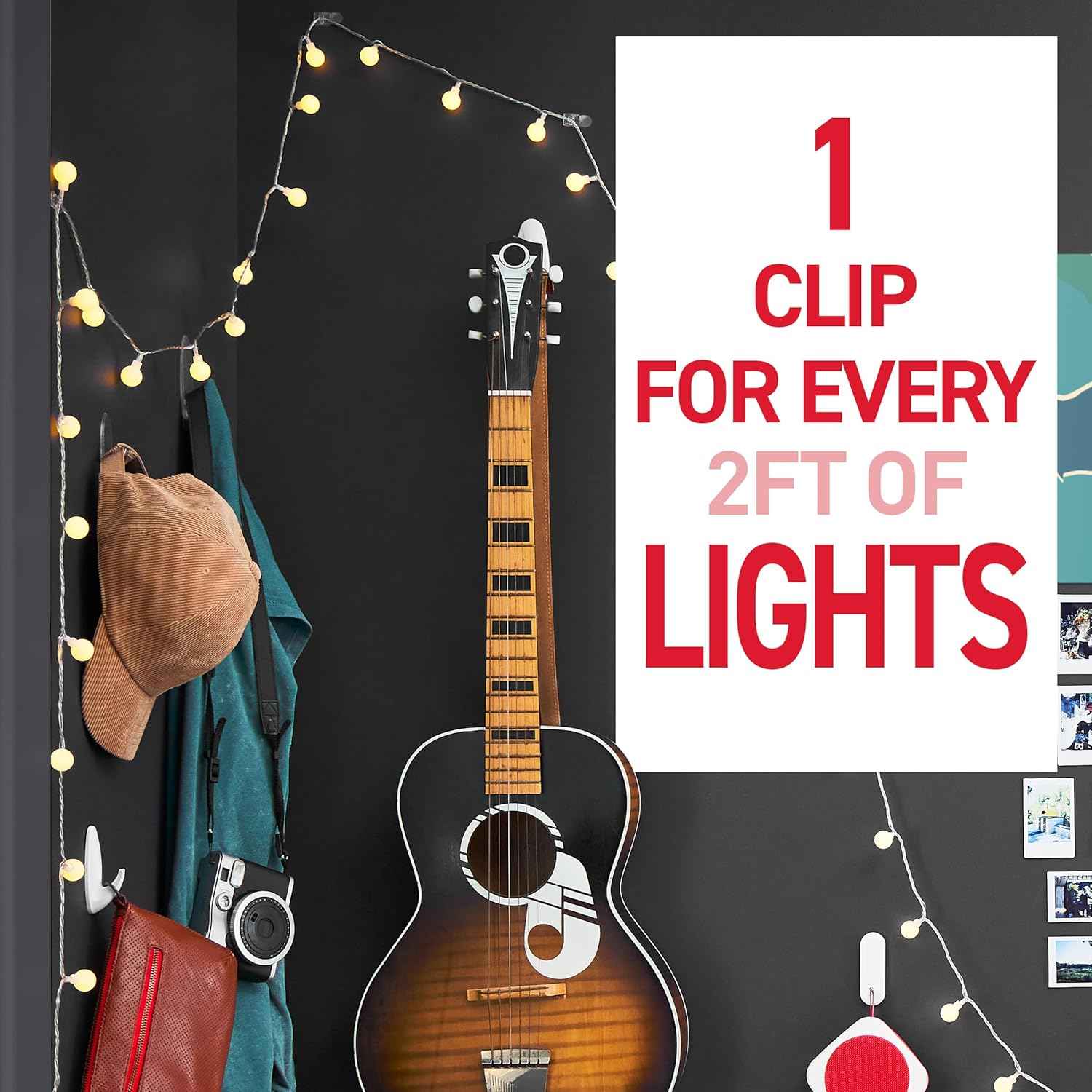 Command Clear Light Clips for Cozy Home Ambiance, No-Damage Wall Mount for Fairy Lights