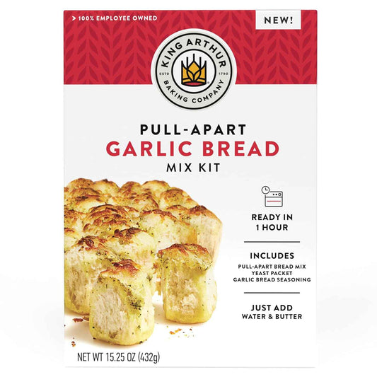 King Arthur Baking Company Pull-Apart Garlic Bread Mix Kit – Quick Weeknight Pasta Side for Busy Home Cooks