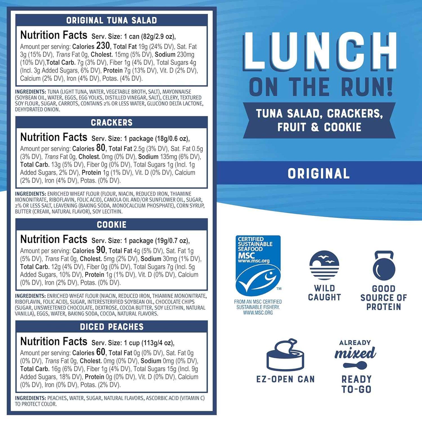 Bumble Bee Shelf Stable Tuna Salad Kit for Busy Workday, Grab and Go Lunch On The Run with 8g Protein, Peaches, and Spork
