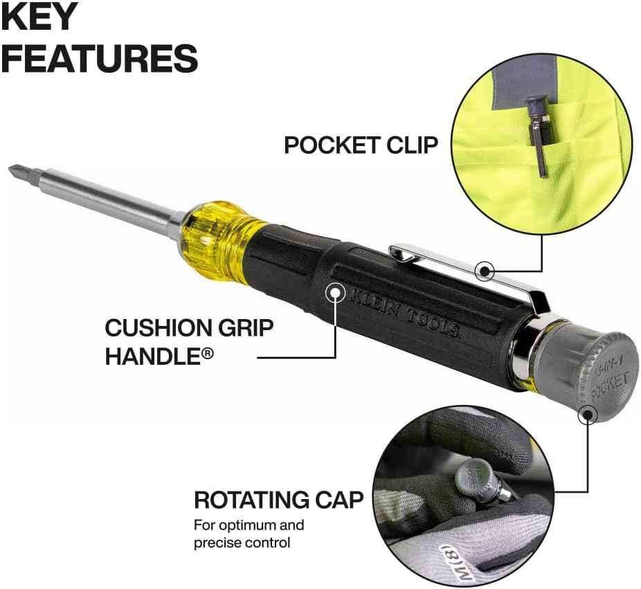 Klein Tools 32600P Mini Precision Screwdriver for IT Repair Technicians, 13-in-1 Magnetic Driver for Datacenter and Bench Work