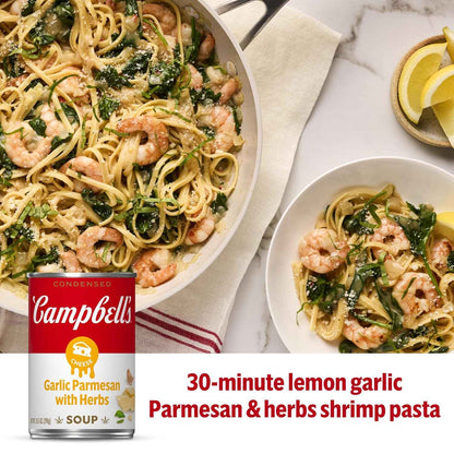 Campbell's Garlic Parmesan Cheese Soup with Herbs — Compact 10.5 oz Can for Clutter-Free Pantry Stacking