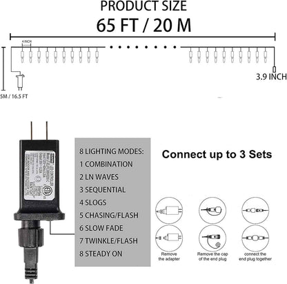 Dazzle Bright 200 LED Connectable Outdoor Lights 1000 LED Max – Backyard, Gazebo & Garden Party Ambiance