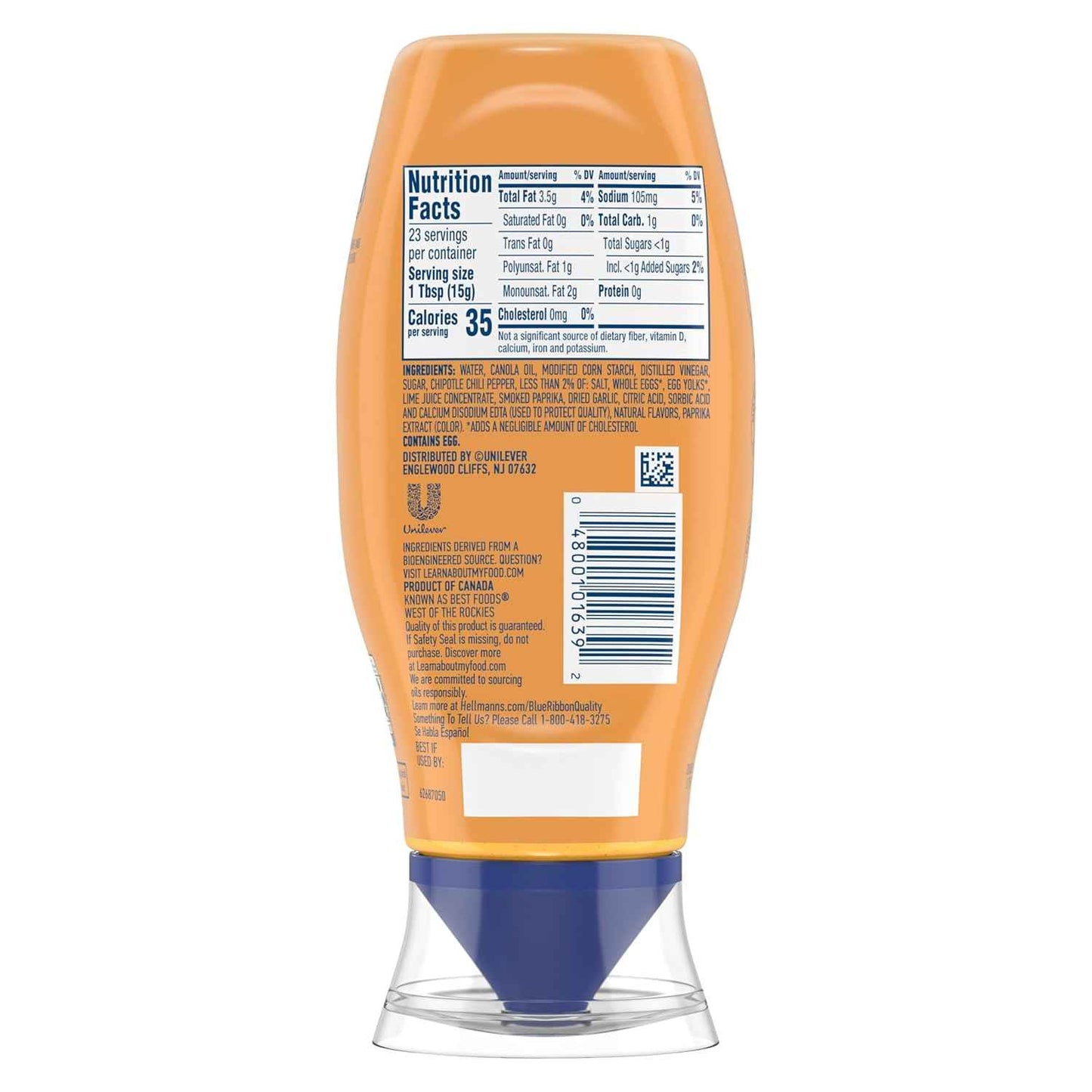 Hellmann's Mayonnaise Dressing Mild Chipotle – Family-Safe Mild Heat Sauce for Weeknight Dinner Tables, 11.5 oz