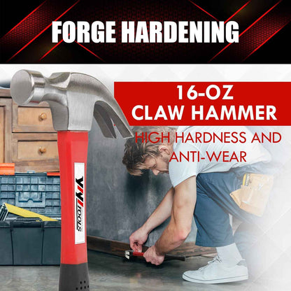 YIYITOOLS 16-oz Rip Hammer with Fiberglass Handle – Durable Tool for Yard and Outdoor Projects