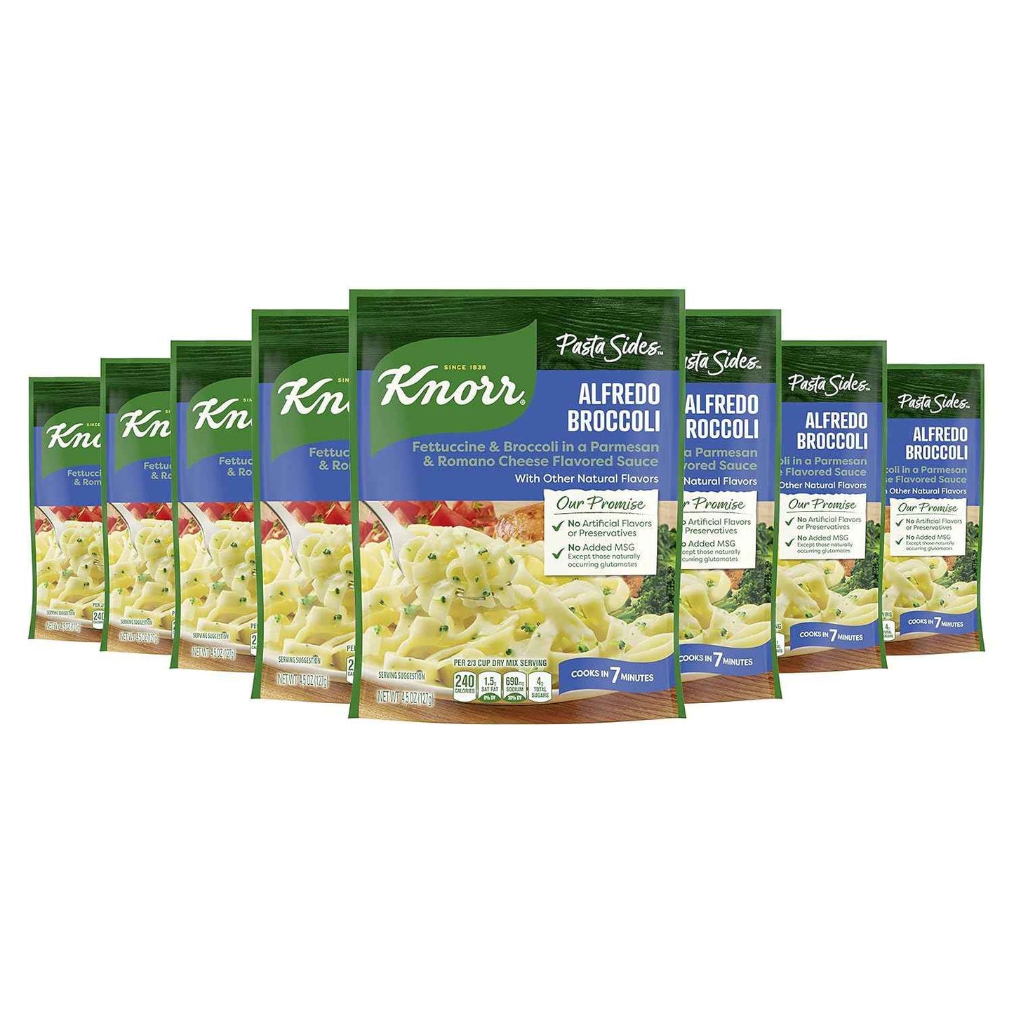 Knorr Pasta Sides Alfredo Broccoli – Quick Desk Lunch for Busy Workdays, 4.5 oz Pouch (Pack of 8)